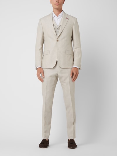 ATELIER TORINO Slim fit 2-knoops colbert van een mix van scheerwol en linnen, model 'Tito' Beige - 1