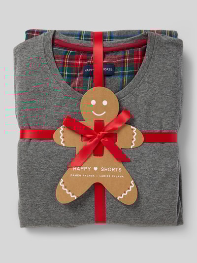 Happy Shorts Pyjama met ronde hals, model 'XMAS' Antraciet - 4
