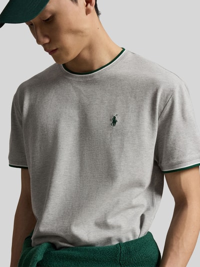 Polo Ralph Lauren Regular Fit T-Shirt aus Baumwoll-Mix mit Kontraststreifen Mittelgrau 3