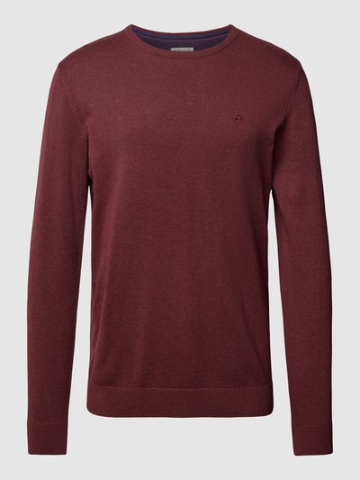 Tom Tailor Gebreide pullover met labelstitching, model 'BASIC' Bordeaux - 2