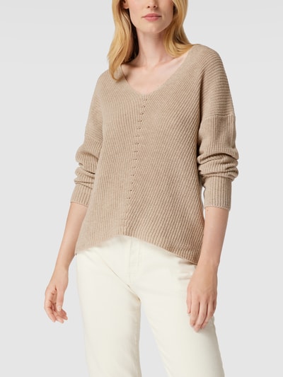 Rich & Royal Strickpullover mit V-Ausschnitt Kitt 4