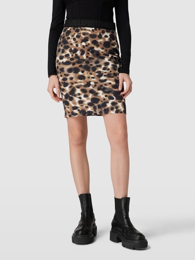 Marc Cain Knielange rok met dierenprint Cognac - 4