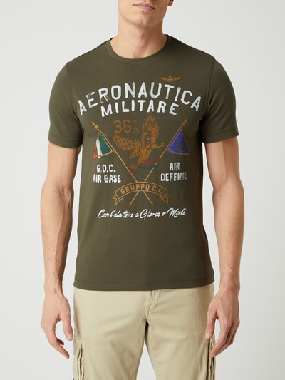 Aeronautica Militare T Shirt mit Logo Details oliv online kaufen
