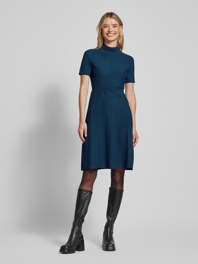 Zero Knielanges Strickkleid mit Stehkragen Petrol 1