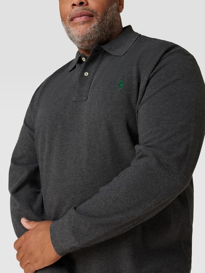Polo Ralph Lauren Big & Tall PLUS SIZE Poloshirt mit langen Ärmeln Mittelbraun meliert 3