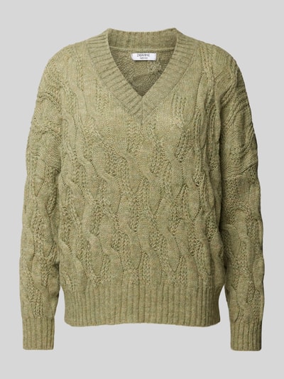 ZABAIONE Strickpullover mit gerippten Abschlüssen Khaki 2