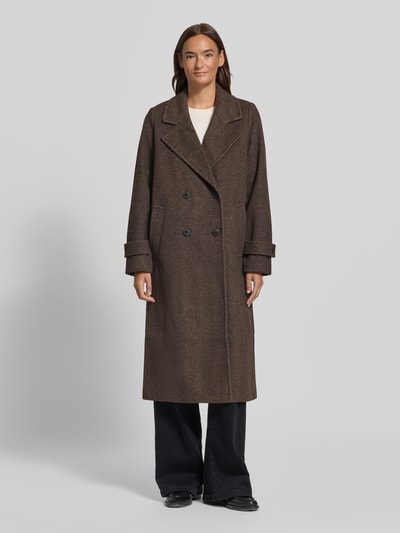 VERO MODA Wollmantel mit doppelreihiger Knopfleiste Schoko Melange 4