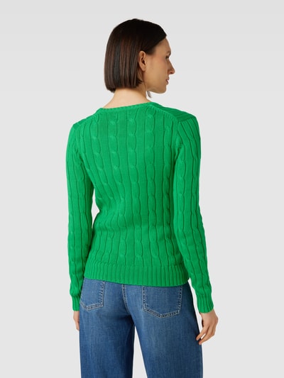 Polo Ralph Lauren Sweter z dzianiny z wzorem warkocza Trawiasty zielony 5