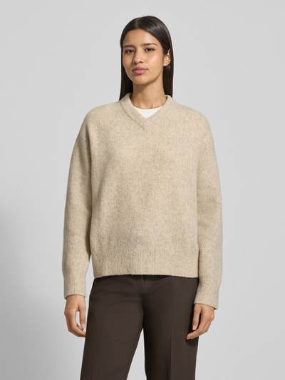 Samsøe Samsøe Strickpullover mit gerippten Abschlüssen Modell 'SAMELODY' Sand Melange 4