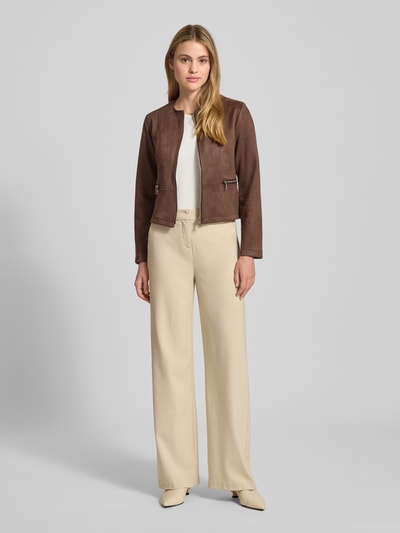 ZABAIONE Kunstlederjacke mit Zierreißverschluss Mittelbraun 1