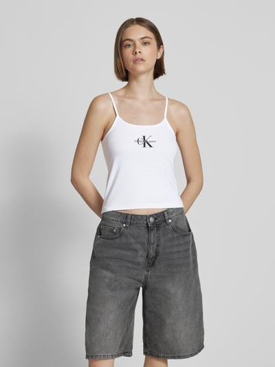 Calvin Klein Jeans Top z przeszyciami i cienkimi ramiączkami Biały 4