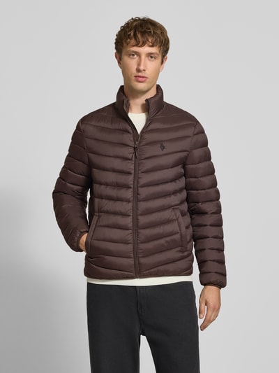 REVIEW Regular Fit Steppjacke mit Logo-Stickerei Dunkelbraun 4