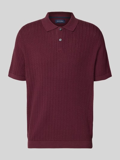 Produktfoto, Regular Fit Poloshirt met structuureffect van Christian Berg Men in bordeaux, polokraag, korte knoopsluiting, herenmode