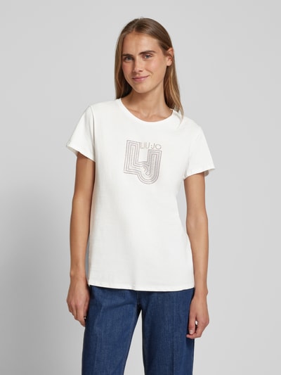 LIU JO SPORT T-Shirt mit Strasssteinbesatz Weiss 4