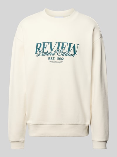 REVIEW Sweatshirt mit Rundhalsausschnitt und Label-Print Ecru 2