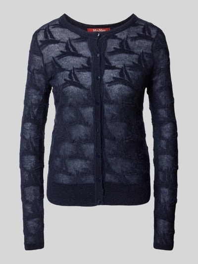 Max Mara Studio Gebreid jack met bloemenmotief, model 'CURZIO' Marineblauw - 2