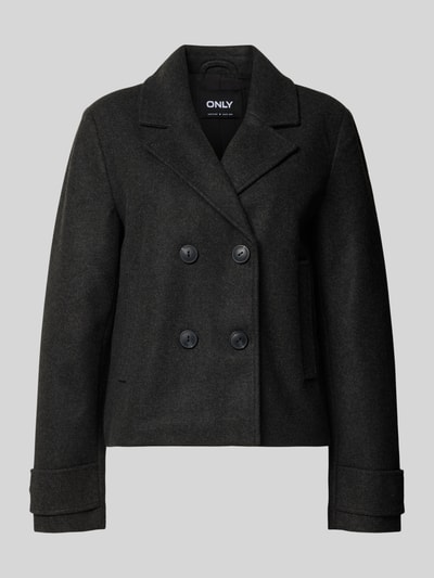 Only Krótki trencz z kołnierzem z połami model ‘FREJA LIFE’ Antracytowy melanż 2