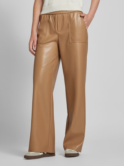 ROSNER Wide leg broek in leerlook, model 'Mara' Beige - 4