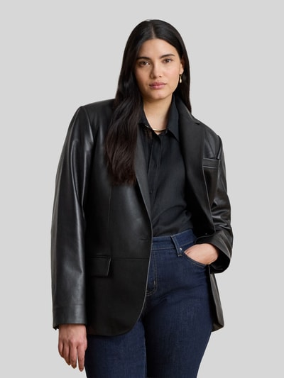 Lauren Ralph Lauren żakiet o kroju regular fit z naturalnej skóry Czarny 6