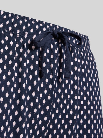 Produktfoto, Comfort Fit Pyjama aus Baumwoll-Viskose-Mix Modell 'Perfect Nights PJ Hose' von s.Oliver RED LABEL, dunkelblau mit weißen Punkten, strukturierte Stoffoptik