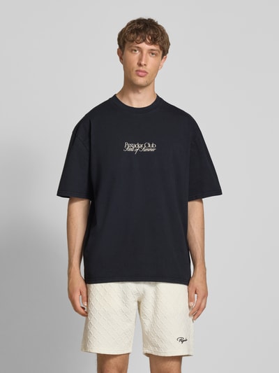 Pegador Oversized T-shirt met label- en statementprint, model 'Ramon' Zwart - 4
