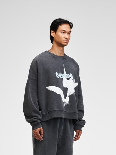 Review X MATW Sweatshirt in gewassen look met MATW-print - MATW x REVIEW Donkergrijs - 3