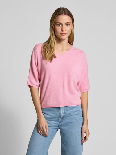 Luisa Cerano Gebreide pullover met 1/2-mouwen Felroze - 4