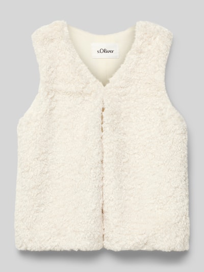 s.Oliver RED LABEL Regular fit gilet van teddybont met effectgaren Ecru - 1
