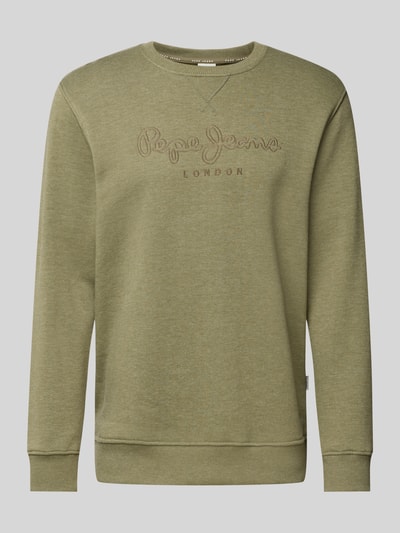 Pepe Jeans Bluza z wyhaftowanym logo model ‘Nouvel’ Oliwkowy 2