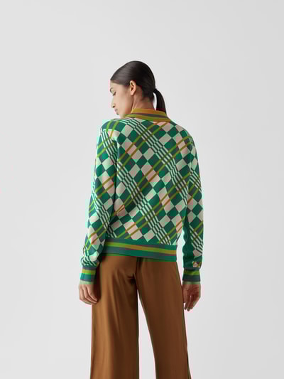 Dodo bar Or Sweatjacke mit Karomuster Grün meliert 5