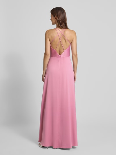 V.M. Abendkleid mit V-Ausschnitt und gekreuzten Trägern Rosa 5