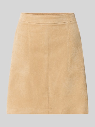 Produktfoto, sandfarbener Regular Fit Mini-Rock in Cord-Optik von OPUS, strukturierte Oberfläche, Damen Mini-Rock von OPUS
