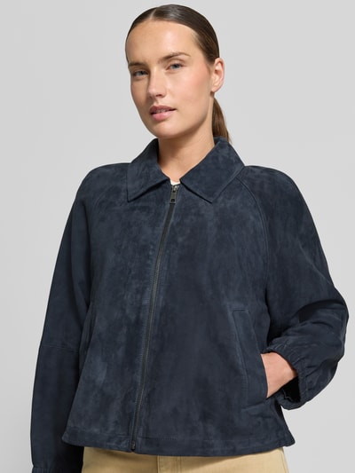 Weekend Max Mara Regular Fit Lederjacke mit Raglanärmeln Modell 'ZUPPA' Dunkelblau 3