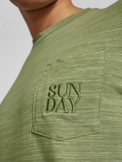 Blend T-Shirt mit Motiv-Stitching Modell 'UEFFI' Oliv 3