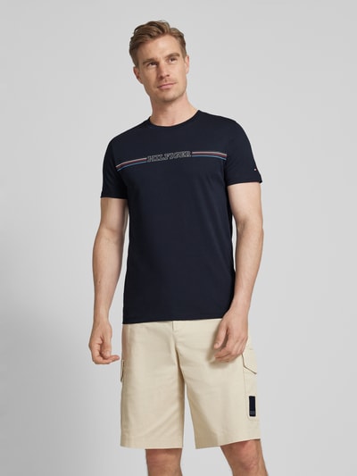 Tommy Hilfiger T-shirt met labelprint Marineblauw - 4