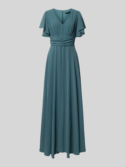 Produktfoto, Jumpsuit aus Chiffon von SWING in Taillierter Passform, V-Ausschnitt, Kurzarm, fließende Textur, grün-blau