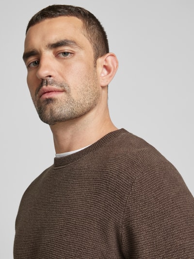 SELECTED HOMME Gebreide pullover met ribboorden, model 'ROSS' Donkerbruin - 3