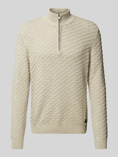 s.Oliver RED LABEL Regular Fit Pullover aus reiner Baumwolle mit Strukturmuster Sand 2