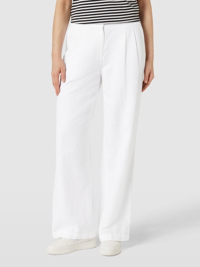 OPUS Spodnie lniane z częściowo elastycznym pasem model ‘Milis’ Biały 4