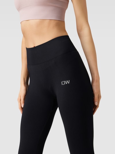 ICANIWILL Legging met labelprint, model 'Define' Zwart - 3