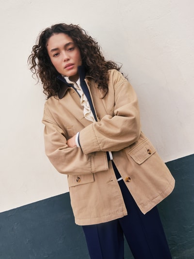 Jake*s Casual Jacke mit Knopfleiste und Pattentaschen Sand 6