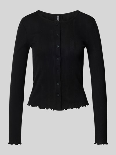 Pieces Slim fit gebreid jack van puur katoen, model 'MARIE' Zwart - 2