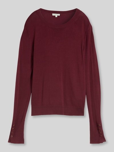 Tom Tailor Pullover van mix van viscose met knoopdetails aan de mouw Bordeaux - 2