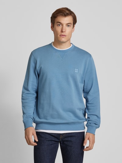 BOSS Orange Sweatshirt mit Label-Stitching Modell 'Westart' Bleu 4