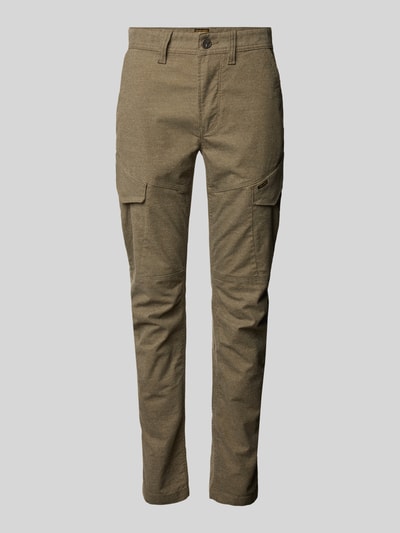 PME Legend Tapered fit cargobroek met labeldetail, model 'Skyring' Olijfgroen - 2