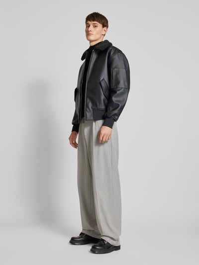 Calvin Klein Jeans Jack in leerlook, model 'AVIATOR' Zwart - 1