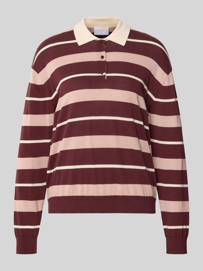 Jake*s Collection Strickpullover mit Polokragen Aubergine 2