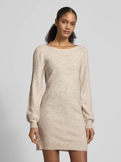 Vero Moda Sukienka z dzianiny o luźnym kroju z dekoltem z łódkę model ‘LEFILE’ Écru melanż 4