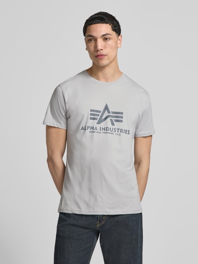 Alpha Industries T-shirt z detalem z logo model 'BASIC' Jasnoszary 4