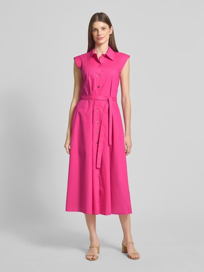 Liu Jo White Sukienka koszulowa z krótkim rękawem i wiązanym paskiem Mocnoróżowy 4